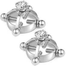 2pcs Fake Nipple Rings Non Piercing Nipple Jewelry Stainless Steel Nipple Bar With Adjustable Pressure - Silver - View 1