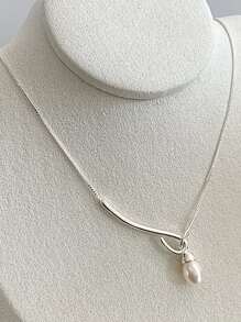 1個s925純銀項鍊銀掛鉤&珍珠吊墜設計,極簡鎖骨鍊,日常佩戴大禮物