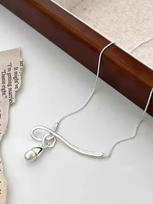 1個s925純銀項鍊銀掛鉤&珍珠吊墜設計,極簡鎖骨鍊,日常佩戴大禮物