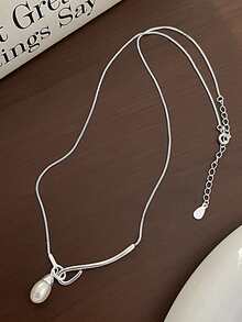 1個s925純銀項鍊銀掛鉤&珍珠吊墜設計,極簡鎖骨鍊,日常佩戴大禮物