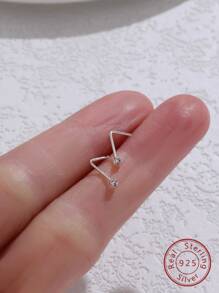 2pcs 925 Sterling Silver Nose Stud 2.0mm Clear Crystal Lshape Nez Piercing