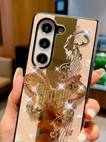 1 Miếng Vàng Gấp lại Hình Bướm Kim cương Dát Ốp lưng & bao da điện thoại Với Chống giọt bắn Đứng - Vàng - Xem 4