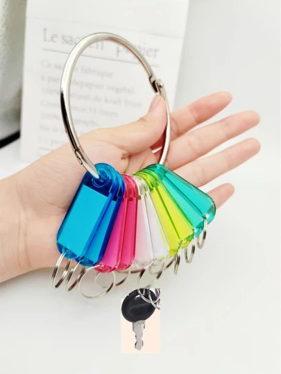 Street 10 件透明彩色钥匙扣，带大圆环，用于钥匙整理，带标签，汽车配件包袋饰品，学校可爱哥特 Y2k