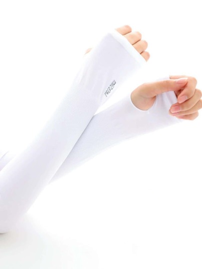 1對防曬指套白色防曬手臂套，防曬紫外線