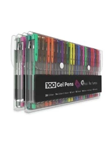 100 Colors Gel Pen Set Glitter Metallic Colored Ink For Adult Coloring Drawing Marker Pens Scrapbooks Journals Art Supplies - Multicolor - View 6