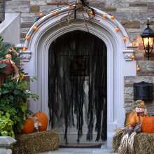 1pack/6pcs 76"X183" Black Horror Hanging Sheer Fabric Decor For Halloween Party, Haunted House DIY Decoration Fall Autumn,Christmas - Black - View 7