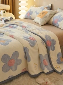 1 Miếng Phong cách hiện đại Hình hoa Polyester Chất xơ Chăn , Thích hợp Đối với Phòng ngủ , Nhà  Sử dụng , Giải trí Che phủ , Ấm áp Trang tính - Màu be - Xem 1