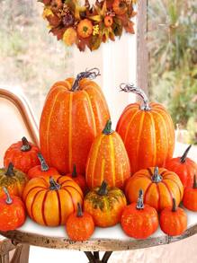 Pumpkin Fall Decorations, Decorative Large Small Outdoor Orange Foam Plastic Fake Faux Artificial Pumpkins for Halloween Autumn Harvest Festival Home Table Decor 12pcs - 橘色 - 查看 2