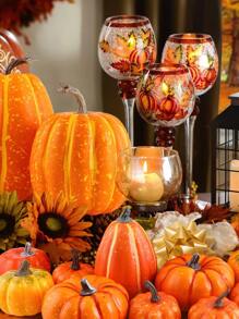 Pumpkin Fall Decorations, Decorative Large Small Outdoor Orange Foam Plastic Fake Faux Artificial Pumpkins for Halloween Autumn Harvest Festival Home Table Decor 12pcs - 橘色 - 查看 7