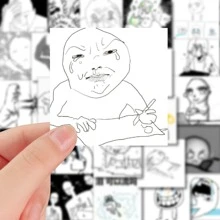 1 包 48 张搞笑表情贴纸 - 黑與白 - 查看 4