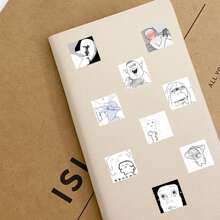 1 包 48 张搞笑表情贴纸 - 黑與白 - 查看 8