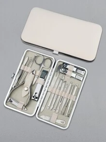 RANCAI 19-Piece Stainless Steel Nail Clipper Set With Storage Case Includes Pedicure Knife And Manicure Tools Complete Set Of Nail Clippers And Nail Care Tools