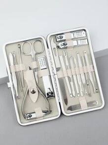 RANCAI 19-Piece Stainless Steel Nail Clipper Set With Storage Case Includes Pedicure Knife And Manicure Tools Complete Set Of Nail Clippers And Nail Care Tools