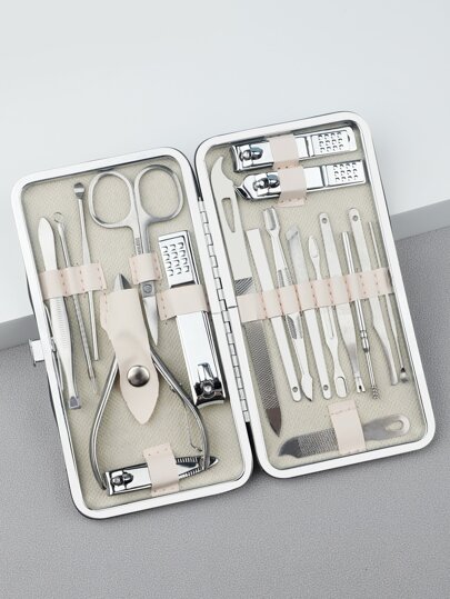 RANCAI 19-Piece Stainless Steel Nail Clipper Set With Storage Case Includes Pedicure Knife And Manicure Tools Complete Set Of Nail Clippers And Nail Care Tools