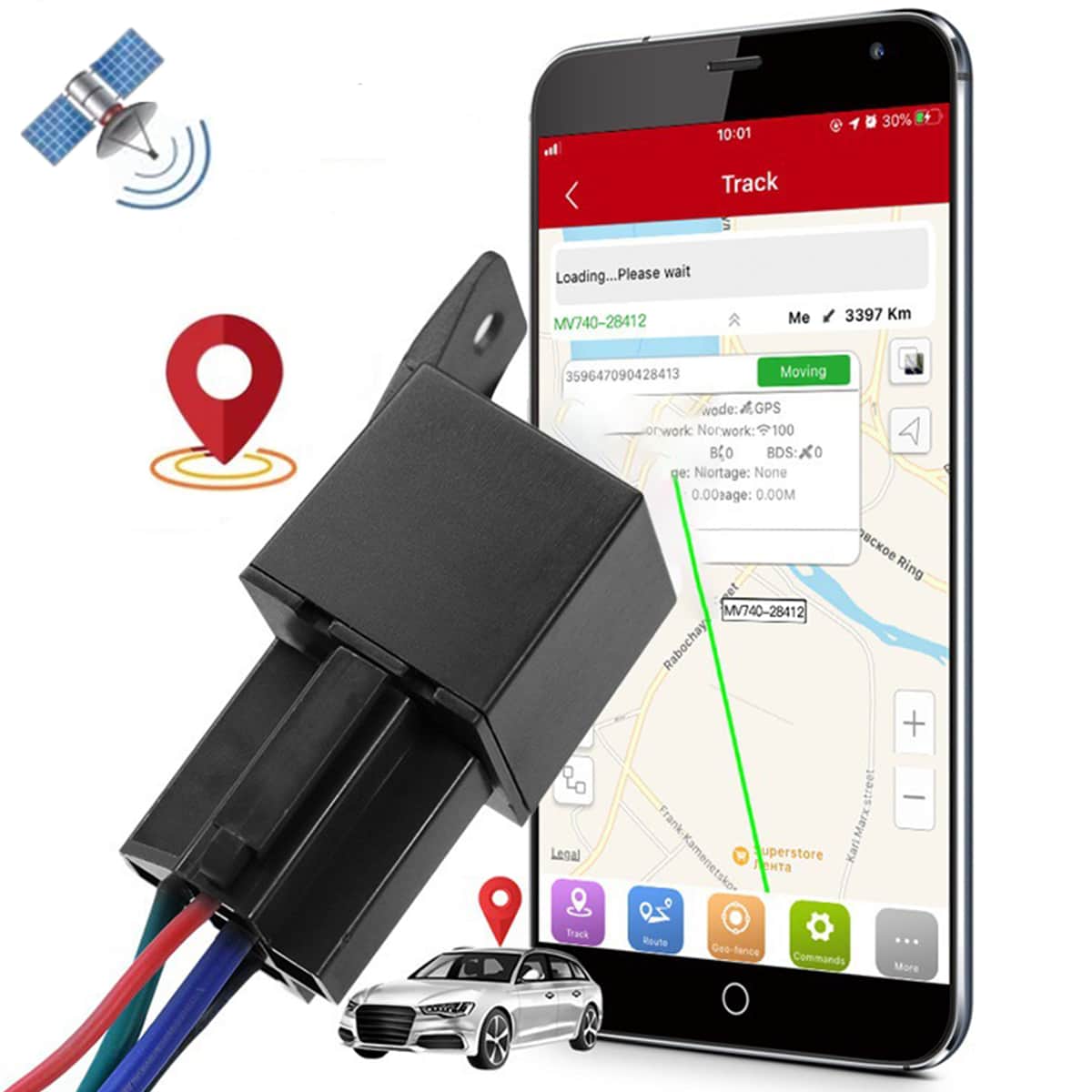 Global Version Back Time Relay GSM Locator Anti-Theft Cut Off Fuel Feed System Function - Black - View 1