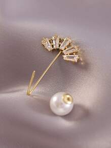 1個人造珍珠胸針,高級女士防滑扣設計,質感高雅的服飾配件,適用於女孩的優美領口別針 - 金黃色 - 查看 5