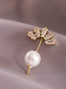 1個人造珍珠胸針,高級女士防滑扣設計,質感高雅的服飾配件,適用於女孩的優美領口別針 - 金黃色 - 查看 3
