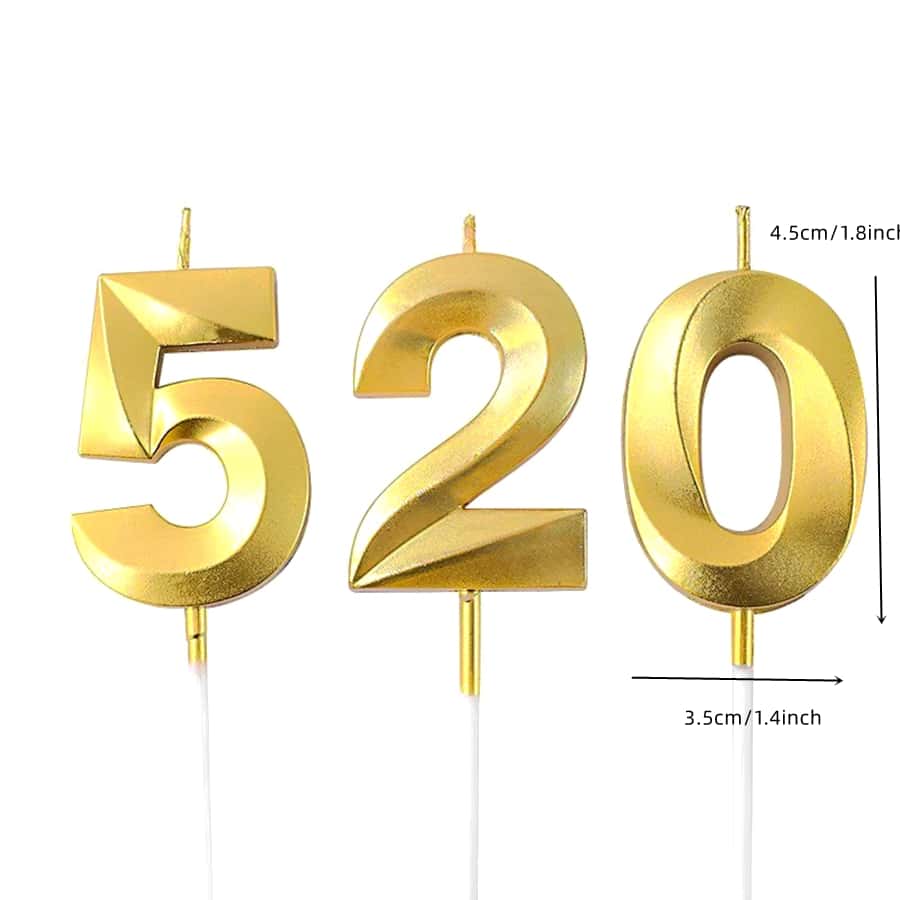 1 件水钻 3D 数字生日蜡烛，返校情人节 - 香檳色 - 查看 4
