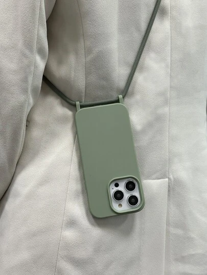 Premium Quality Solid Color Phone Case With Metal Bead Lanyard Strap, Suitable For IPhone 16/16E/15/14/13/12/11 Pro Max Plus/16e, Waterproof, Shockproof, Anti-Fall, Anti-Scratch.