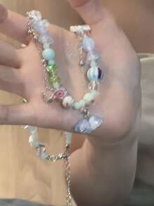 1pc Original Sweet Handmade Beaded Necklace, Small And Unique Mori Style Summer Necklace For Women Daily Wear - the flowers - View 3