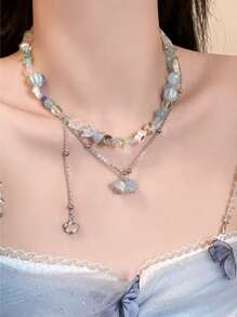 1pc Original Sweet Handmade Beaded Necklace, Small And Unique Mori Style Summer Necklace For Women Daily Wear - the flowers - View 2