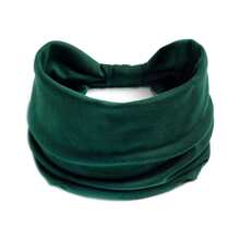 Solid Color Macaron Stretch Headband Wide Yoga Sweatband For Sports To Hold Hair And Absorb Sweat - Dark Green - View 2