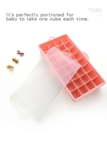 Bandeja congelador para comida de bebé, recipientes de almacenamiento de comida de silicona para bebés, bandejas de cubitos de hielo caseros - Rosa - Ver 4