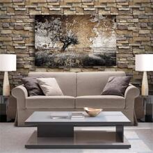 1 Roll Roman Stone Pattern Self-Adhesive PVC Wallpaper For Kitchen, Bedroom, Bathroom Decoration - Dark Grey - View 6