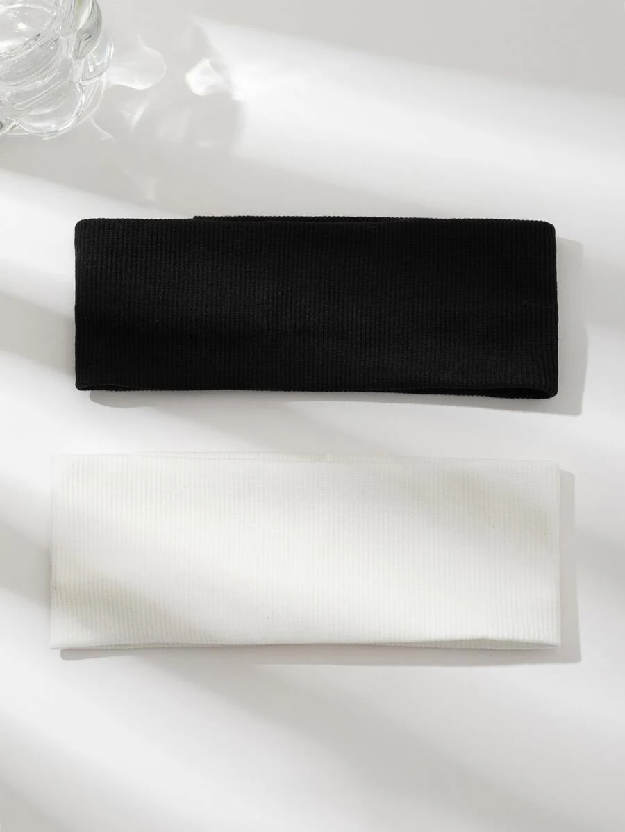 2入組女性彩色織物蝴蝶結頭帶,時尚和多用途適用於日常穿著 - 彩色 - 查看 1