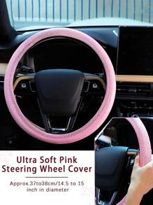10入組套女士皮革方向盤套可愛汽車配件套裝帶安全帶肩墊安全帶套杯架閃亮啟動按鈕環貼紙通風口夾汽車配件粉色 - 粉色 - 查看 4