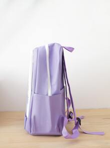 4入组/套背包套裝包括熊,兔子,和女孩有圖案的後背包,托特包,斜挎包,和筆袋-韓語風格 - 紫色 - 查看 3