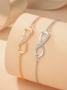 BALMORA 1入組時尚簡約風S925純銀無窮象徵手鏈適合女士,派對禮物 - 玫瑰金 - 查看 3