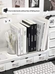 1入組3卡槽桌子書架辦公,半透明書櫃適用於桌子和書桌收納 - 無色 - 查看 2