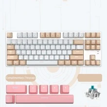 Ajazz AK871 Cyan Switch White Tea Cheerful Wireless Mechanical Keyboard Triple Patch Keycaps 2.4G Dual Mode Hot Swap - Yellow - View 5