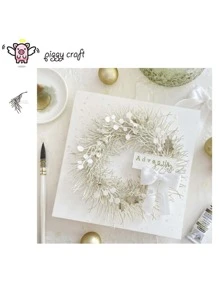 小豬工藝金屬切割模具切割模具模具聖誕針分支剪貼簿紙工藝刀模具刀片打孔模板模具 - 杏色 - 查看 1