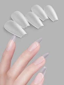 240Pcs Medium Coffin False Nail Tips Matte Pre-Filed Soft Gel Full Cover Nail Tips Clear Fake Nails Clear Gelly Tips For DIY Press On Acrylic Nail Extensions