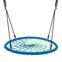 Costway 40'' Spider Web Tree Swing Kids Outdoor Play Set w/ Adjustable Ropes Gift - 藍色 - 查看 1