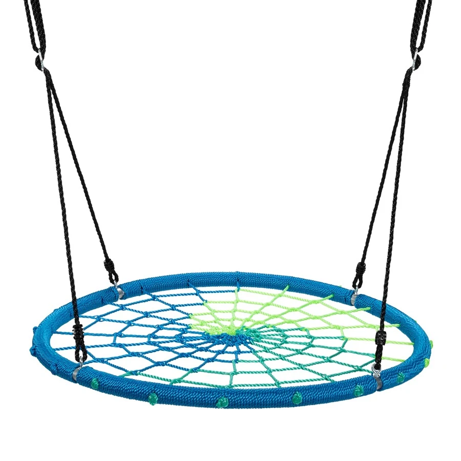 Costway 40'' Spider Web Tree Swing Kids Outdoor Play Set w/ Adjustable Ropes Gift - 藍色 - 查看 1