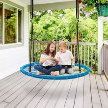 Costway 40'' Spider Web Tree Swing Kids Outdoor Play Set w/ Adjustable Ropes Gift - 藍色 - 查看 3