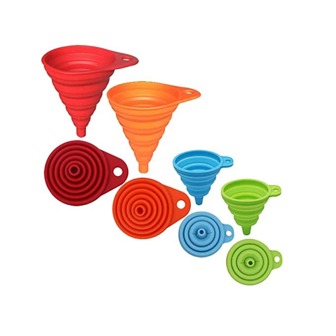 2/4/8pcs Set Silicone Funnel Retractable Mini Silicone Funnel Portable Folding Silicone Funnel For Kitchen Oil Funnel Used For Filling Water Bottles Liquid Transfer, Silicone (Random Color)