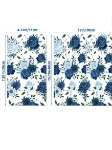 20 piezas Servilletas desechables con diseño vintage de flores y hojas azules para baño, boda, cumpleaños, decoración de baby shower - Multicolor - Ver 3
