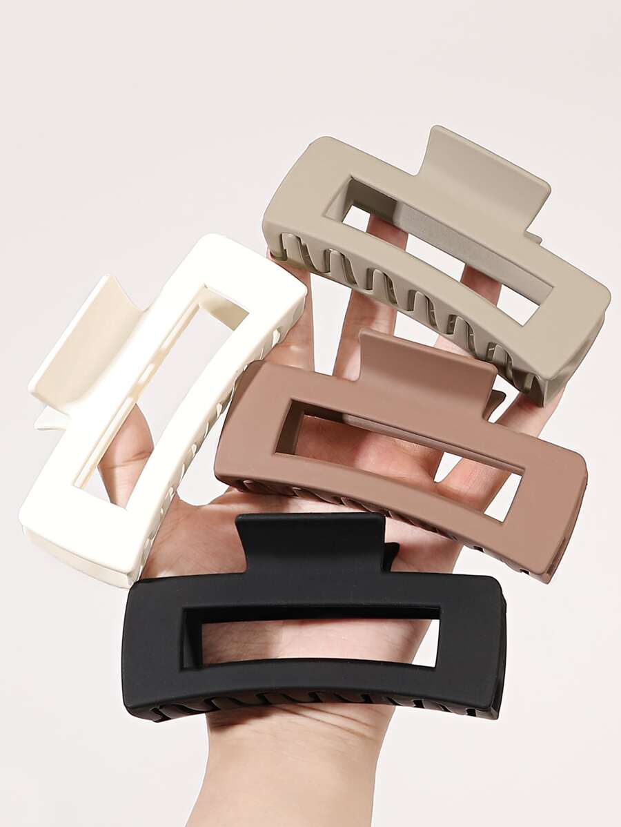 1pc/4pcs Set Minimalist Coffee Color Matte Large 10.5cm Square Hair Claw Claw Clips Hair Clips Hair Jaw Clip Hair Clamps Hair Clutch Hair Catcher Clip, School Stuff, College Fall Winter Hair Accessories For Women For Vacation Outfits Woman - Multicolor - View 1
