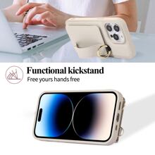 Detachable Phone Lanyard Neck Strap Wallet Phone Case Compatible With iPhone 14 13 12 11 Pro Max Plus Adjustable Wrist Strap Stand Card Holder Functions Leather Cover (White) - White - View 6