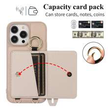 Dây buộc điện thoại có thể tháo rời Dây đeo cổ Vỏ điện thoại dạng ví Tương thích với iPhone 14 13 12 11 Pro Max Plus Dây đeo cổ tay có thể điều chỉnh Chức năng giữ thẻ Bao da (Kaki) - Màu Khaki - Xem 4