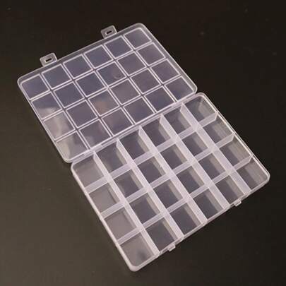 1入組24格透明固定的首飾類分區PP收納盒,適用於包裝,組織和存儲捕魚裝置,珠子,美甲水鑽&繪畫配件