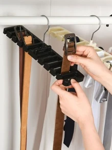1入組多功能衣架附腰帶收納 - 黑色 - 查看 1