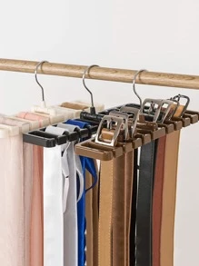 1入組多功能衣架附腰帶收納 - 黑色 - 查看 2