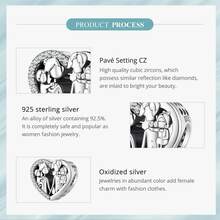 MISEFF 1 件正品 S925 纯银永恒之心家庭珠温变色吊坠适合手链项链，奢华 DIY 珠宝礼物，适合女性