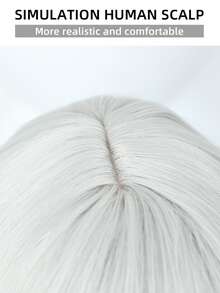 波波頭假髮帶劉海直發白色射擊假髮14英寸耐熱纖維合成假髮適合女士日常使用 - 銀色 - 查看 6