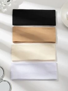 1/4条装时尚布艺发带，适合女性日常佩戴，多功能，可作健身头带、头巾、吸汗带，秋冬季女士发饰，适合度假装扮，优雅围巾，柔软头巾 - 彩色 - 查看 2